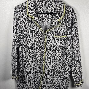 Cacique Black and White Leopard Print Top